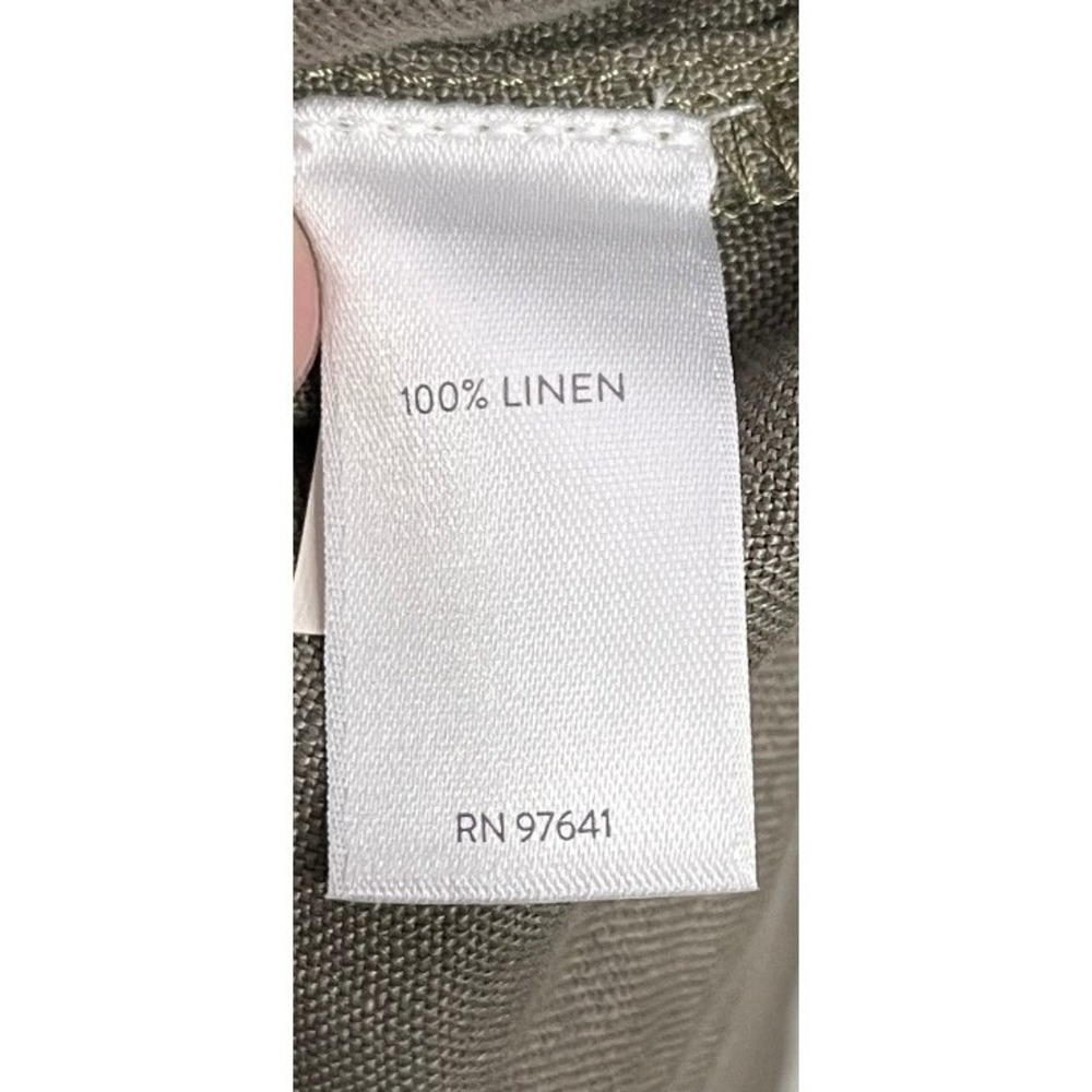 Pure Jill 100% Linen Shift Dress Olive Green Garment Dyed Lagenlook Size M - Picture 3 of 4